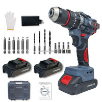 Ensemble de perceuse à percussion sans fil rechargeable 21V portable Multifonctionnelle Perceuse électrique à 3 vitesses pour usage professionnel Alimentée par batterie