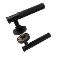 Poignée de porte européenne de luxe en laiton massif noir mat avec bouton moleté, rosette à mortaise et ensemble de serrure de sécurité – Quincaillerie en gros