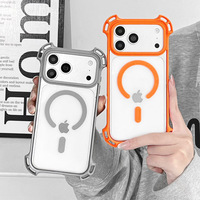 Anti-val, aanpasbare logo telefoonhoes voor iPhone 17 16 15 Pro Max, magnetische adsorptie & verborgen standaard, schokbestendige hoes