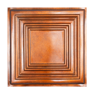 Pannelli per Soffitto in PVC Finitura Finto Stagno Impermeabili per Hotel, Pannelli Decorativi 3D Quadrati PL05 <span class=keywords><strong>Rame</strong></span> Antico - Product Image 1