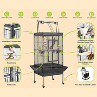 Cage à oiseaux en fer forgé multi-niveaux sur mesure, grande cage à oiseaux d'angle avec des maisons confortables et luxueuses amovibles, design durable