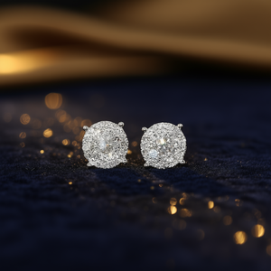 Orecchini in Oro Bianco con Diamanti Taglio Brillante Rotondo Colore G Pietra Naturale Stile Classico Gioielli da Fidanzamento per Donne - Product Image 2