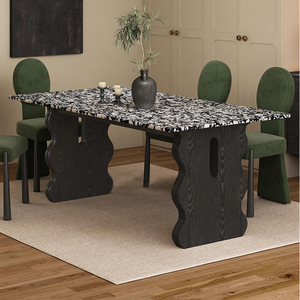 Table à manger traditionnelle de luxe en <span class=keywords><strong>bois</strong></span> massif de haute qualité, dossier confortable, velours vert, robuste, capacité de charge élevée, design rectangulaire - Product Image 4