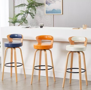 Tabourets <span class=keywords><strong>de</strong></span> <span class=keywords><strong>bar</strong></span> contemporains en bois massif, style nordique moderne et minimaliste, personnalisables, pour hôtels et chambres, luxe léger - Product Image 2