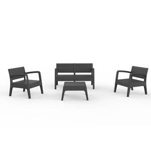 Set di Mobili da Giardino Contemporanei in Plastica Riciclata, Divano e Poltrone per 4 Persone, Eco-Compatibile - Product Image 2