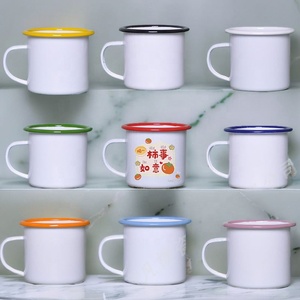 Tasses en émail blanches en gros de l'usine chinoise, tasses à café en émail personnalisables avec logo pour le voyage - Product Image 1