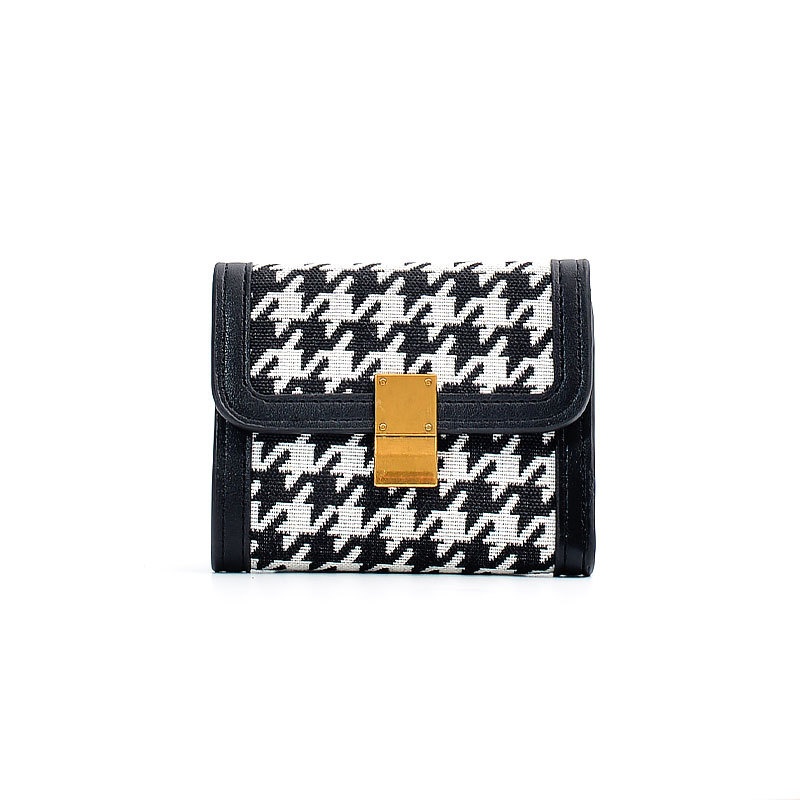 Women's Retro Student Printed Short Coin Purse New Houndstooth