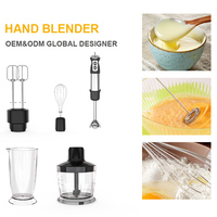 Blender Stick Mixer Genggam Stainless Steel 800W Turbo 5-in-1 dengan Pengocok Telur, Gelas, Penggiling, dan Blender Celup