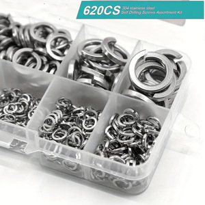 304 Stainless Steel Spring <b>Washers</b> M2 M2.5 M3 M4 M5 M6 M8 M10 M12 620 Pcs Assortment Kit Split <b>Lock</b> <b>Washer</b> Set - Product Image 4