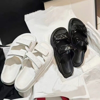 Designer <strong>Brand</strong> Luxury Beach Slides 2025 Summer/Spring Black Flat Sandals for Women Wholesale Fashion Ladies <strong>Slippers</strong>