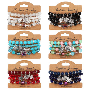 Fashion Jewelry <b>Beaded</b> <b>Bracelets</b> Set Multicolor Crystal Charms Bohemian Style Unisex Gift Made In China - Product Image 1