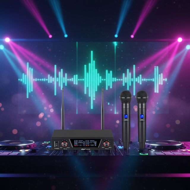 Lane LVR-203 Portable Dual Channel Wireless Microphone System High Sensitive Handheld Mics for Party and Karaoke