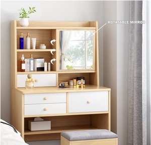 Cuatro cajón tocador de madera mesa de tocador gabinete de almacenamiento con espejo <span class=keywords><strong>y</strong></span> taburete para muebles de dormitorio - Product Image 6