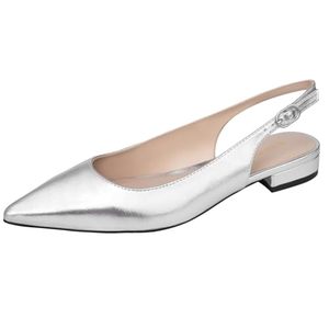 Sandalias Planas de Mujer con Punta en Pico, Talla Grande 43, Ligeras y Cómodas, con Correa Ajustable, de PU Brillante, para Primavera/Verano - Product Image 1