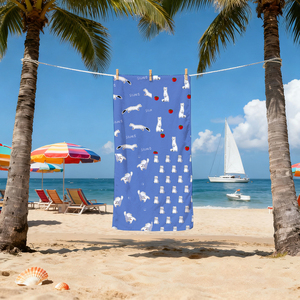 Serviette de plage de grande taille à <span class=keywords><strong>fond</strong></span> bleu avec motif de marteau blanc, douce et confortable, légère et facile à transporter - Product Image 4