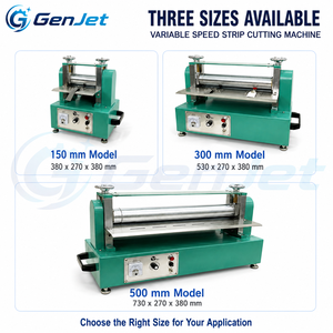 Machine de découpe de bandes GenJet, équipement de refendage électrique, options de taille 150, 300, 500 mm pour la production en atelier de matériaux flexibles - Product Image 2