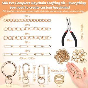 Kit <span class=keywords><strong>de</strong></span> fabricación <span class=keywords><strong>de</strong></span> llaveros con brillo labial y dijes, Suministros para manualidades DIY, Ganchos para llaveros resistentes, Anillas <span class=keywords><strong>de</strong></span> unión, Cierres <span class=keywords><strong>de</strong></span> langosta, Cadenas - Product Image 6
