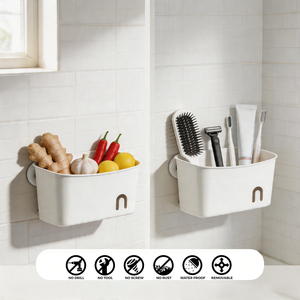 Panier de <span class=keywords><strong>rangement</strong></span> sous évier à ventouse, noir ou blanc, en ABS et caoutchouc, sans perçage, pour salle de bain ou cuisine - Product Image 6
