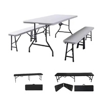 180cm Brun Jardin Grain De Bois Camping Plat 6ft Table En Plastique Banc Pliant pour Événement