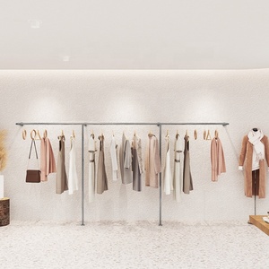 Cửa Hàng Quần Áo Hiển Thị Hệ Thống Vàng Thép Không Gỉ Tầng Đứng Cửa Hàng Quần Áo Hiển Thị Tường Giá Kệ - Product Image 4