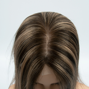 Topper en dentelle personnalisé à raie libre pour femmes, en cheveux humains européens, base en soie, d'un seul donneur, cuticules alignées, vente en gros - Product Image 6