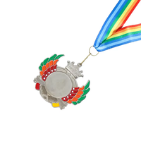 Médaille en métal or et argent personnalisée, logo personnalisé, logo floral, avec ruban, haute qualité