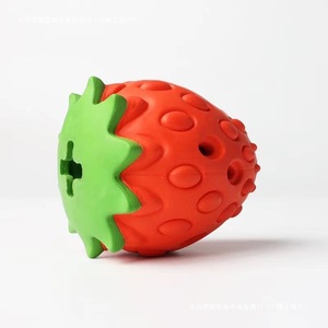 Jouets amusants pour chiens Jouets en caoutchouc fraise difficiles à mordre et à broyer les dents Soulager l'ennui Grands chiens - Product Image 6
