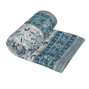 Premium Grade 100% Organic Cotton Quilted Throw Blanket Hand Block Printed Soft Winter <b>Bedding</b> <b>Set</b> for Hotel & Home Use - Product Image 1