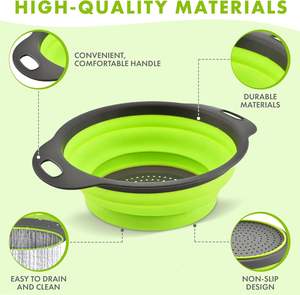 Juego de 2 Coladores Plegables Redondos, Colador Plegable de Plástico para Cocina, Cesta de Drenaje para Lavar Frutas y Verduras - Product Image 3