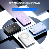 Paket Baterai Magnetik 10000mAh dengan Pengisian Daya Nirkabel Layar LED 22.5W PD Penyangga Ponsel Lipat Pengisi Daya Portabel untuk Perjalanan
