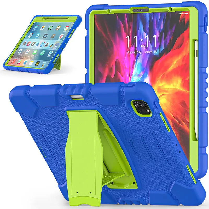 Tablet Covers Cases Protective Foldable Stand Pencil Slot Tablet Case Silicone Cover 3 In 1 For Apple Ipad Pro 12.9 5th Gen 2021 Shockproof Thick 23