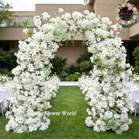 Arche de mariage en forme de corne, fleurs artificielles en soie blanches, décoration de toile de fond pour les mariages