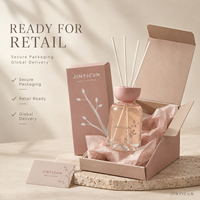 Diffuseur à bâtonnets personnalisé 200 ml, Parfum d'ambiance Pêche Rosée, Marque privée, Achat en gros OEM pour Cadeau, Commerce de détail, Boutique, Hôtel et Spa