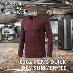 T-shirt décontracté d'été pour homme B362, respirant, séchage rapide, brodé, anti-transpiration, à manches courtes, en tissu worsted et silicone - Product Image 3