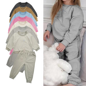Conjunto de Dos Piezas Casual de Primavera para Niños y Niñas, Sudadera con Capucha de Lana de Color Sólido y Pantalones de Lona, Versión Coreana - Product Image 4