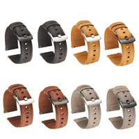 Bracelet de montre en cuir véritable Crazy Horse double face, boucle à dégagement rapide, poli à la main, cuir souple, 20/22 mm, rétro