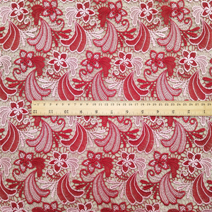 2023 Guipure Lace <b>Fabric</b> Hotly Designed Water Soluble Two Tone <b>Red</b> Laces High Fashion Product - Product Image 4
