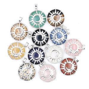 Cristal Natural de Cuarzo Sol Luna Colgante Piedra Curativa Chakra Energía Reiki Protección Meditación Fabricación de Joyas Encantos - Product Image 1