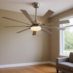 72-Inch LED <b>Ceiling</b> Fan 8 Blades Brushed Nickel <b>Remote</b> <b>Control</b> Modern Design Indoor <b>Lighting</b> - Product Image 2