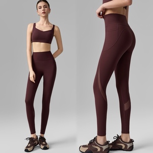 Leggings <span class=keywords><strong>de</strong></span> Yoga Premium con Logotipo Personalizado y Bolsillos para Teléfono para <span class=keywords><strong>Mujer</strong></span>, Pantalones Deportivos <span class=keywords><strong>de</strong></span> Cintura Alta con Panel <span class=keywords><strong>de</strong></span> Malla - Product Image 6