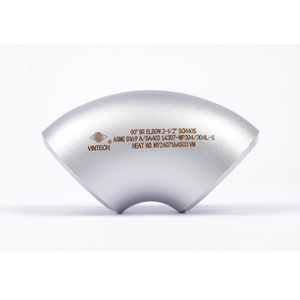ข้อต่อท่อเหล็กสแตนเลส VINTECH แบบโค้งงอ 90 องศา SR ตามมาตรฐาน ASME B16.9 304/304L SCH40S แบบเชื่อมยูเนียน ทนทานต่อการกัดกร่อน ผิวเรียบ - Product Image 1