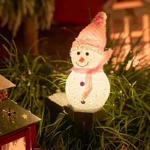 Garden Resin Snowman Solar Snowman Stake Landscape Lights Christmas Garden Stake Lights for Outdoor Christmas Decorations