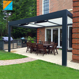 Muebles Modernos de Lujo para Jardín, Pérgola de Aluminio con Techo Abatible Impermeable, Conjunto de Gazebo para Jardín - Product Image 4