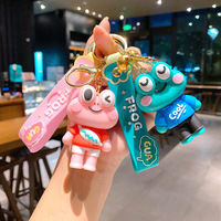 Porte-clés en métal grenouille verte personnalisé et créatif, pendentif grenouille de dessin animé mignonne aux grands yeux - Accessoire parfait pour couple, étudiant
