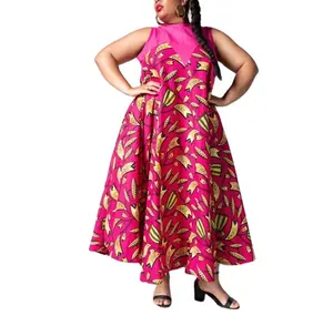 2022 Wholesale Customized African Print Dress Sleeveless Loose Fancy Long Dress Club Party Women's Dress
