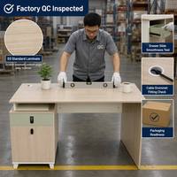 Bureau de direction moderne modulaire à double piétement en bois, avec armoire à dossiers et 3 tiroirs verrouillables, idéal pour la maison et l'usage commercial – Meilleures ventes