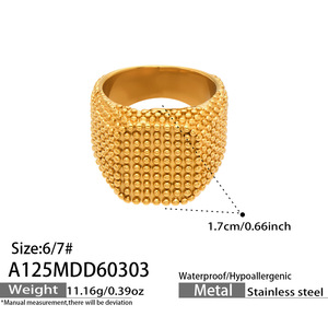 Anillo de Lujo Ligero con Patrón de Grano de Trigo en Acero Inoxidable <span class=keywords><strong>para</strong></span> Mujer, Banda Ancha Cuadrada Vintage, Venta al por Mayor, Regalo de Compromiso y Boda - Product Image 4