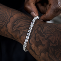 Vente en gros usine Ensemble de bijoux unisexe Hip Hop en Argent sterling S925 avec Moissanite VVS, comprenant Bracelet tennis et Collier Iced Out