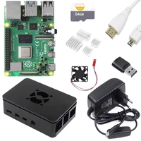 Kit de démarrage Raspberry Pi 4B d'origine, Broadcom BCM2711 LPDDR4-2400 SDRAM Quad Core 64 bits SoC 2 Go, 4 Go ou 8 Go