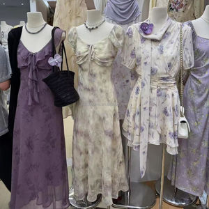 Stampa floreale Chic fresco abito femminile sopra il ginocchio con maniche a sbuffo per giovani donne stile Casual Party per le vacanze - Product Image 1